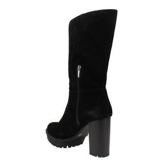 NWT Vince Camuto Eshitana Platform Boot Suede Mid Calf Lugged Sole Heels Black 8 - Picture 2 of 9